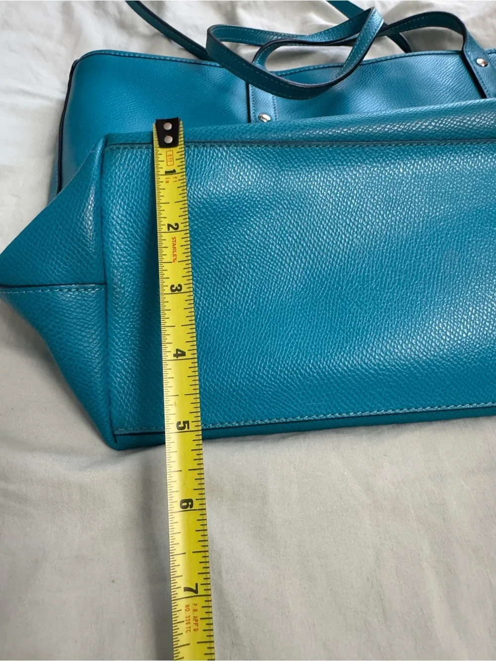 Coach Pebbled Leather Tote in Teal Blue